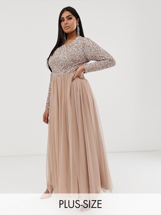 ASOS Dresses & Skirts - Maya Plus Bridesmaid Long Sleeve Maxi Tulle Dress With Tonal Delicate Sequin
